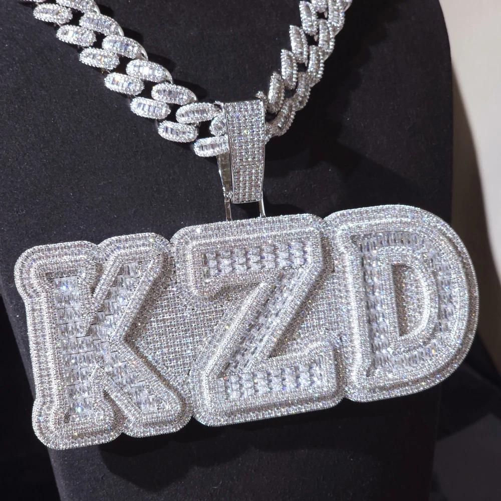 

ICE CHARMI Custom Overall Letters Pendant Prong Setting CZ Stones Personalized Choker Hiphop Necklace Niche Street Jewelry
