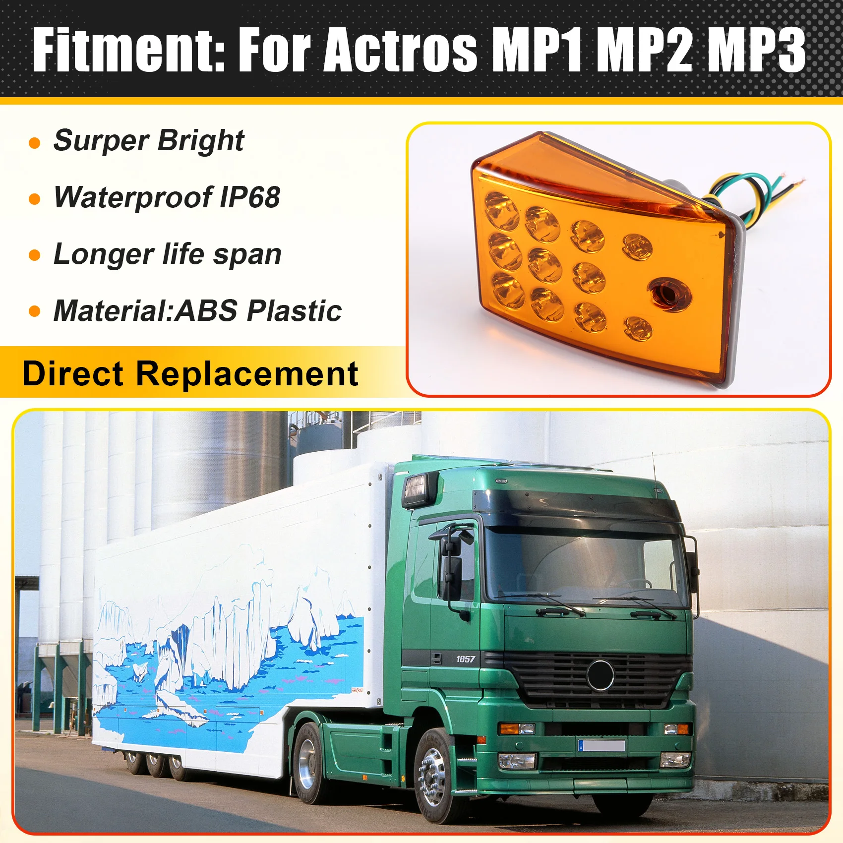 Truck LED Corner Light 24V A9418200521 For Mercedes Benz Actros MP1 MP2 MP3 Turn Signal Lamp Side Marker 9418200921