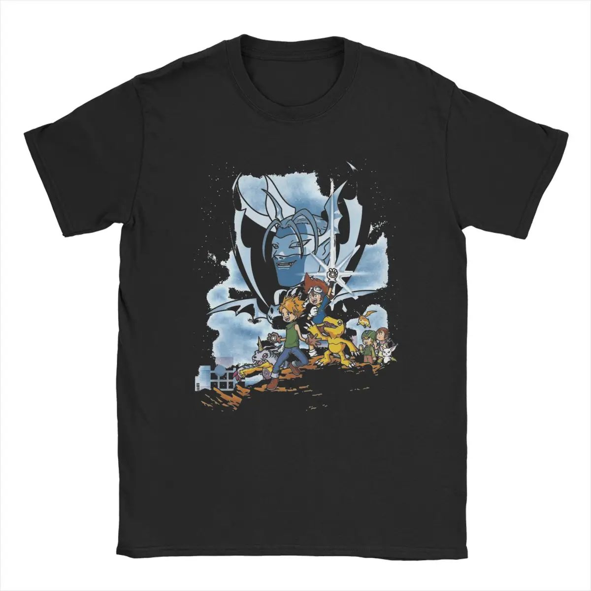 Men's T-Shirts Digimon Anime Novelty Cotton Tee Shirt Short Sleeve T Shirts Crew Neck Clothes 4XL 5XL 6XL