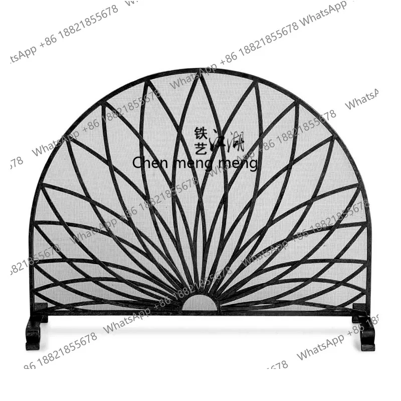 European-style household wrought iron floor three-fold fireplace, screen partition, fireproof fireplace guardrail with mesh
