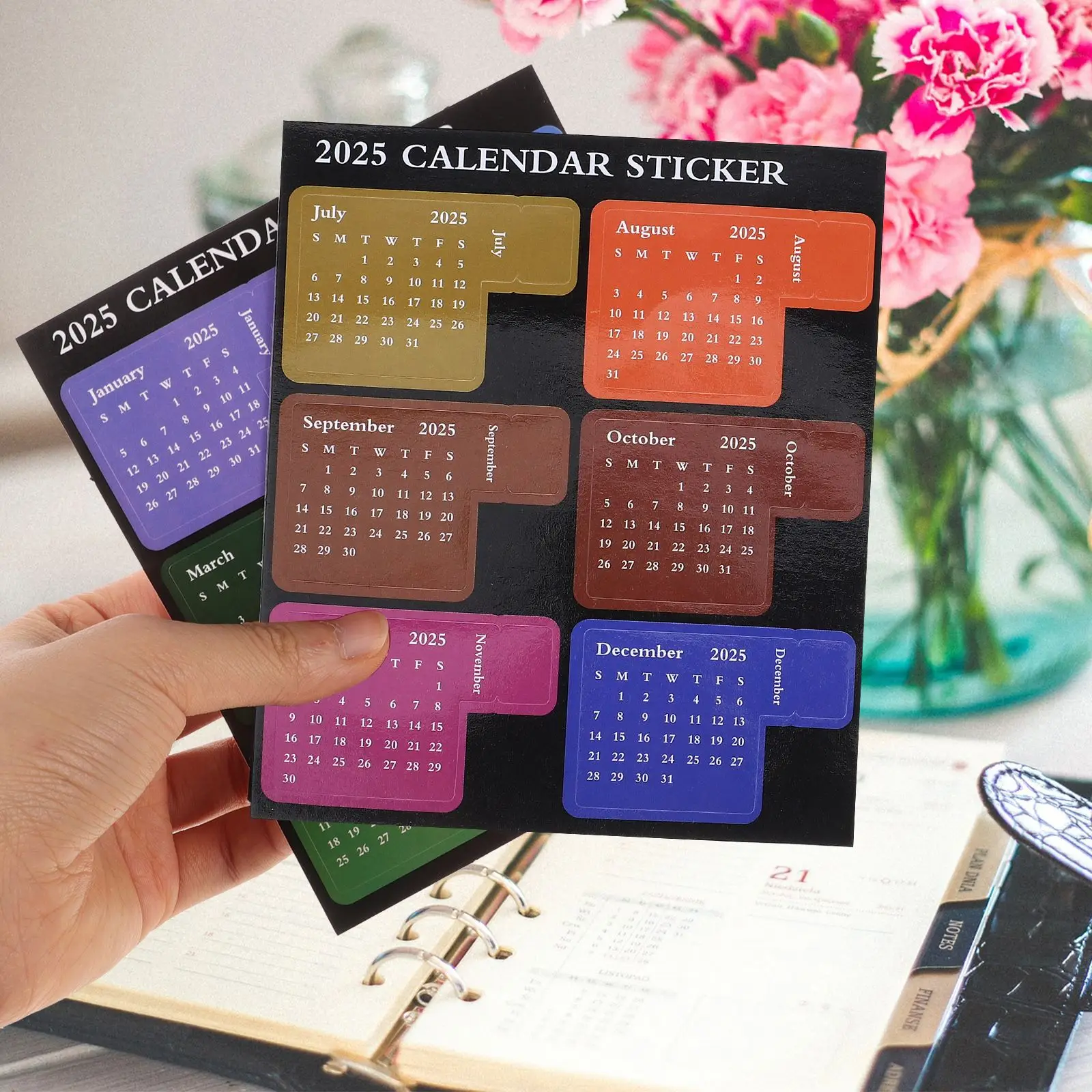 12 Sheets Self Adhesive Calendar Stickers Calendar Index Tabs Stickers Schedule Notepad 2025 Calendar Scrapbook Stickers