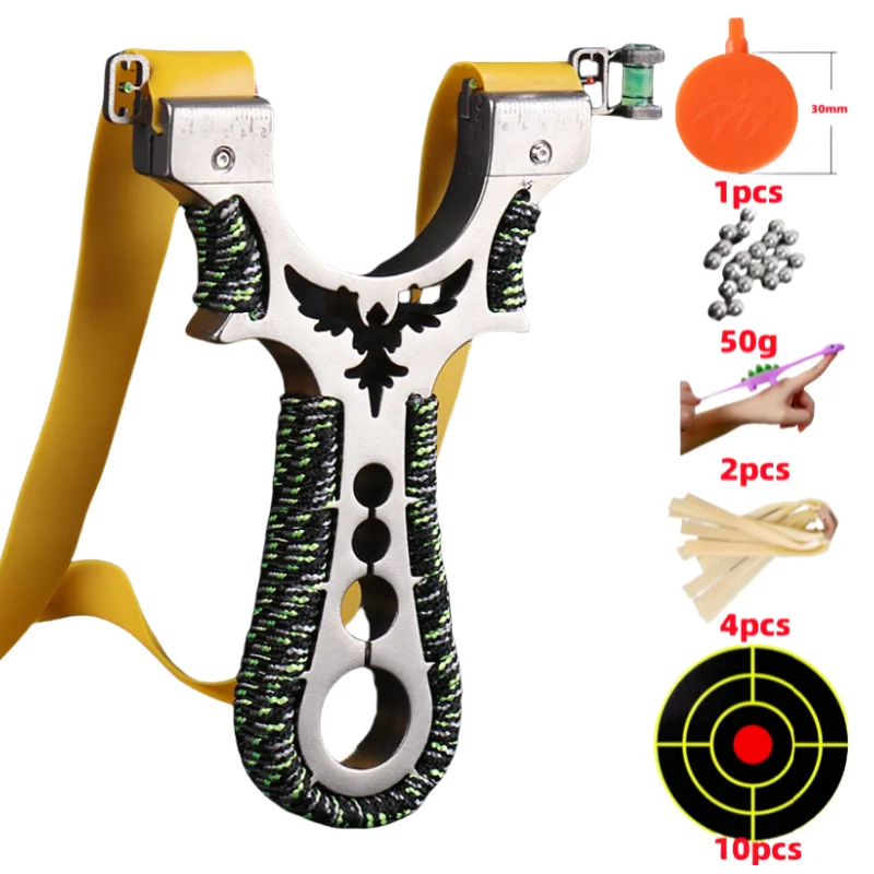 

High Precision Slingshot Outdoor Laser Stainless Steel Slingshot Metal Flat High-power Rubber Band Rapid Pressure Shooting