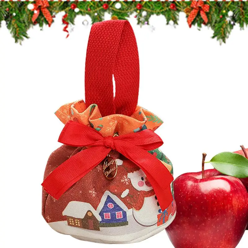 Christmas Tote Bag Drawstring Christmas Eve Storage Bag Small And Delicate Christmas Goody Bag For Cakes Cookies Chocolate