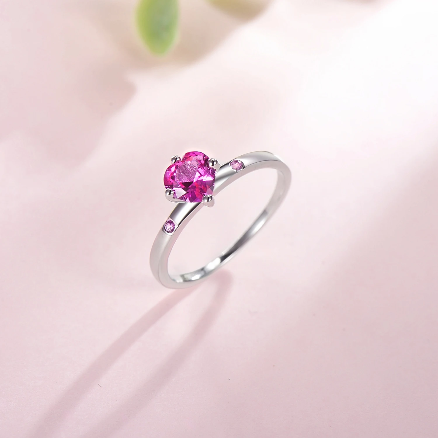 MODIAN Genuine 925 Sterling Silver Romantic Ring Heart RED CZ Finger Rings for Women Wedding Anniversary Jewelry Anel