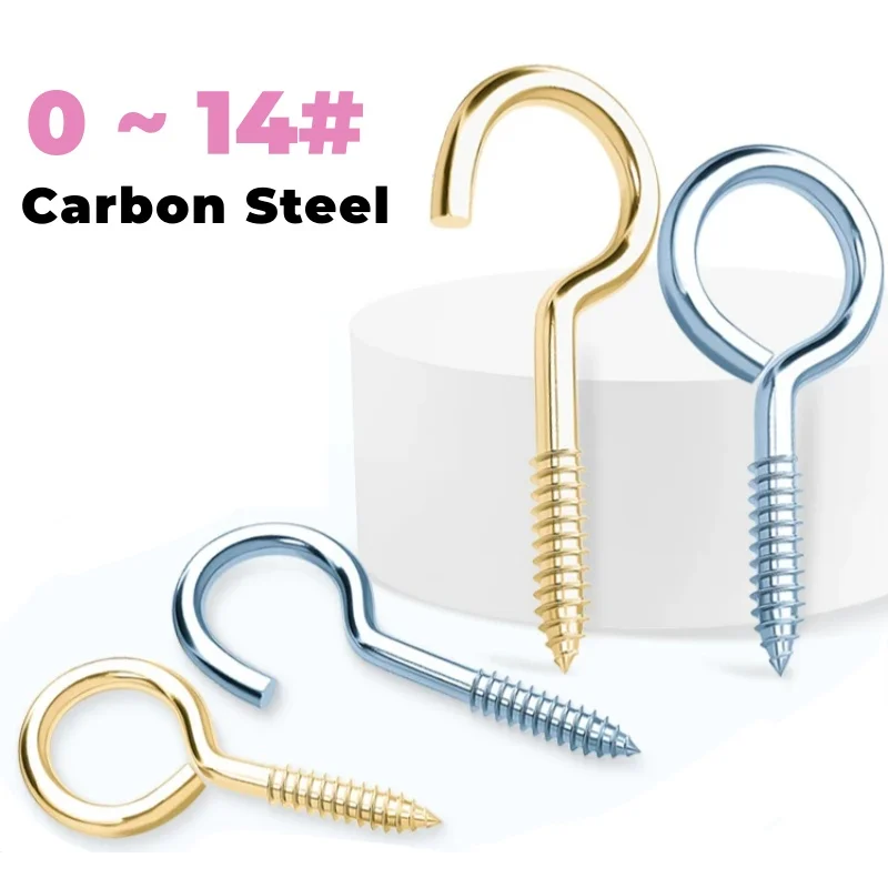 O/C Type Blue Zinc/Copper Plated 0~14# Carbon Steel Eye Hooks / Ring Pack Wood Self-tapping Screw