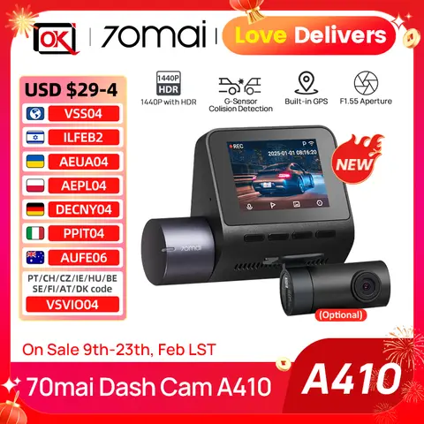 A400 Quad HD Car DVR 24H Night Vision 70mai
