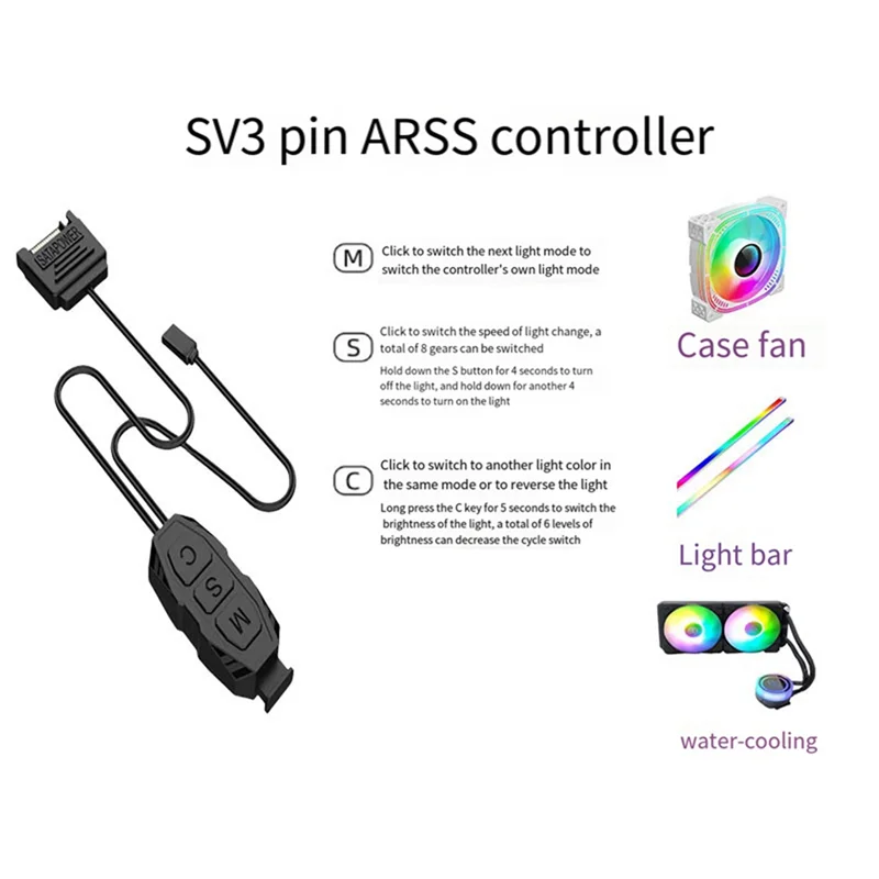 Cavo controller AT93-ARGB Controller RGB 5V a 3 pin Alimentatore SATA Strisce luminose Cavo controller Strisce luminose Cavo controller