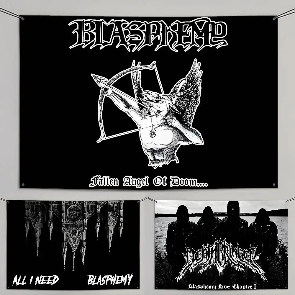 Heavy Rock Band-B-blasphemys Flagge, individuelle Flaggen, Wandbehang, Wandteppich, dekorative Flagge für den Außenbereich, Hintergrunddecke