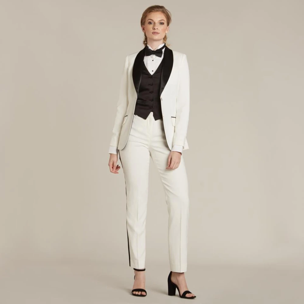 Elegant Lady Blazer Suits Sets Slim Fit Fashion Prom Party Guest Bridal Wedding Wear 3 Pieces(Jacket+Pants+Vest)