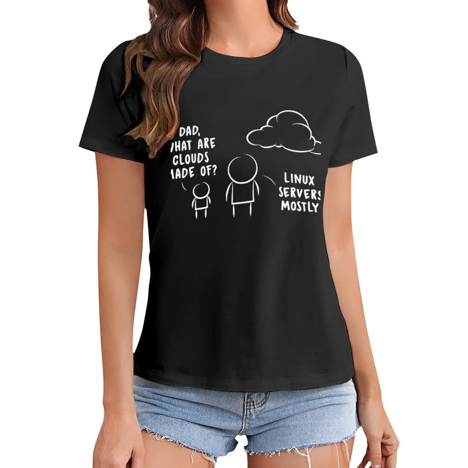 

Dad, What Are Clouds Made Of T-Shirt summer top summer clothes plain t-shirts for Women cotton