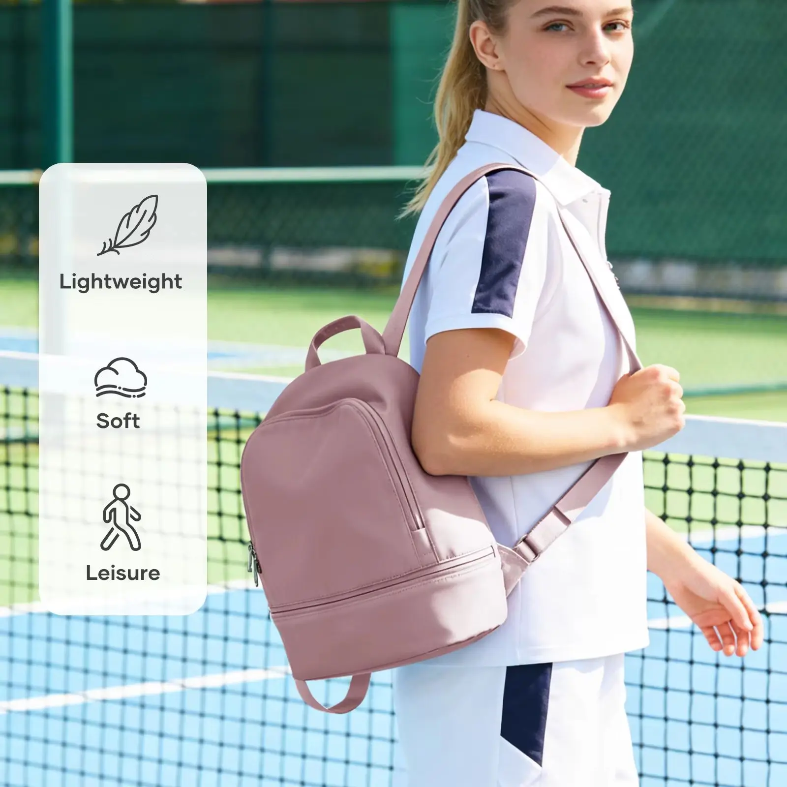 Bolsa para mulheres, mochila esportiva pequena com compartimento para sapatos, mochila de viagem à prova d'água para academia, bolsa de viagem para mu