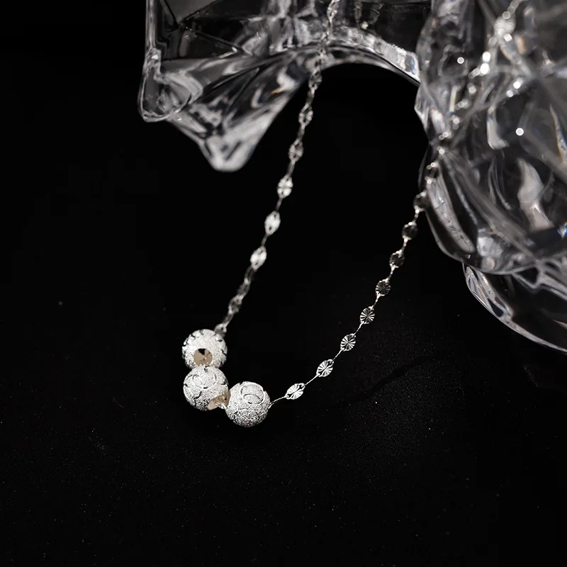 

Ожерелье из серебра 925 пробы, элегантный цветок, счастливый матовый шар, галстук-бабочка, прозрачный CZ, доброе желание для женщин и девочек, ювелирные изделия, подарок, дропшиппинг, оптовая продажа