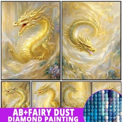 Fairy Dust AB DIY Diamond Painting New 2024 Golden Dragon Full Mosaic Fantasy Animal 5D Embroidery Kits Home Decor Gift