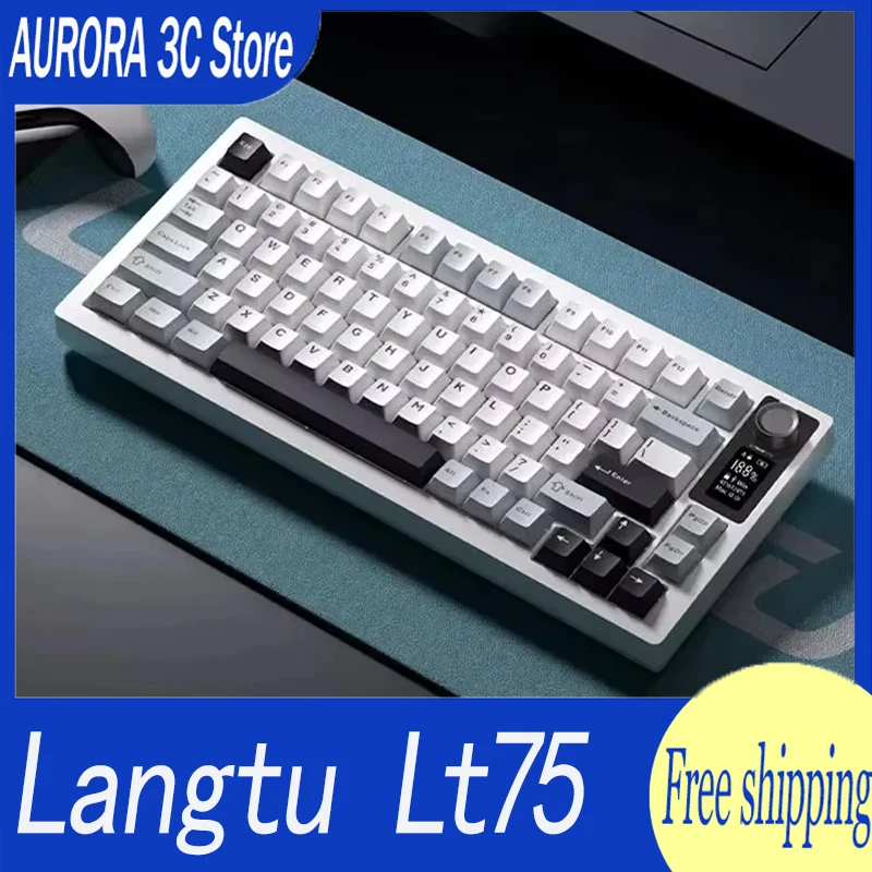 

Langtu Lt75 Keyboard Wireless Bluetooth Mechanical Keyboard Gasket Led Screen Customized Rgb Keyboard Accessory For Desktop Pc