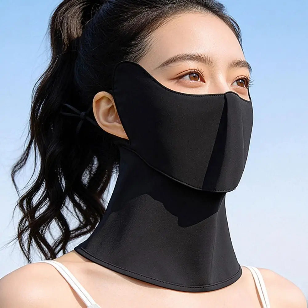 

Elastic Summer Ice Silk Mask Magnetic Open Style Face Cover Thin Neck Anti UV Sunscreen Mask Hiking