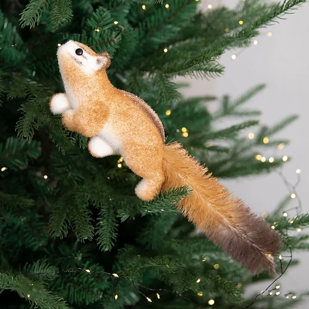 Cute Christmas Squirrel Pendant Foam Exquisite Simulation Squirrel Hanging Ornaments Realistic Christmas Tree Decorations