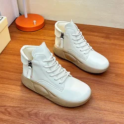 New fashion ankle boots women's autumn waterproof shoes woman thick sole short boots ladies designer platform lace up booties