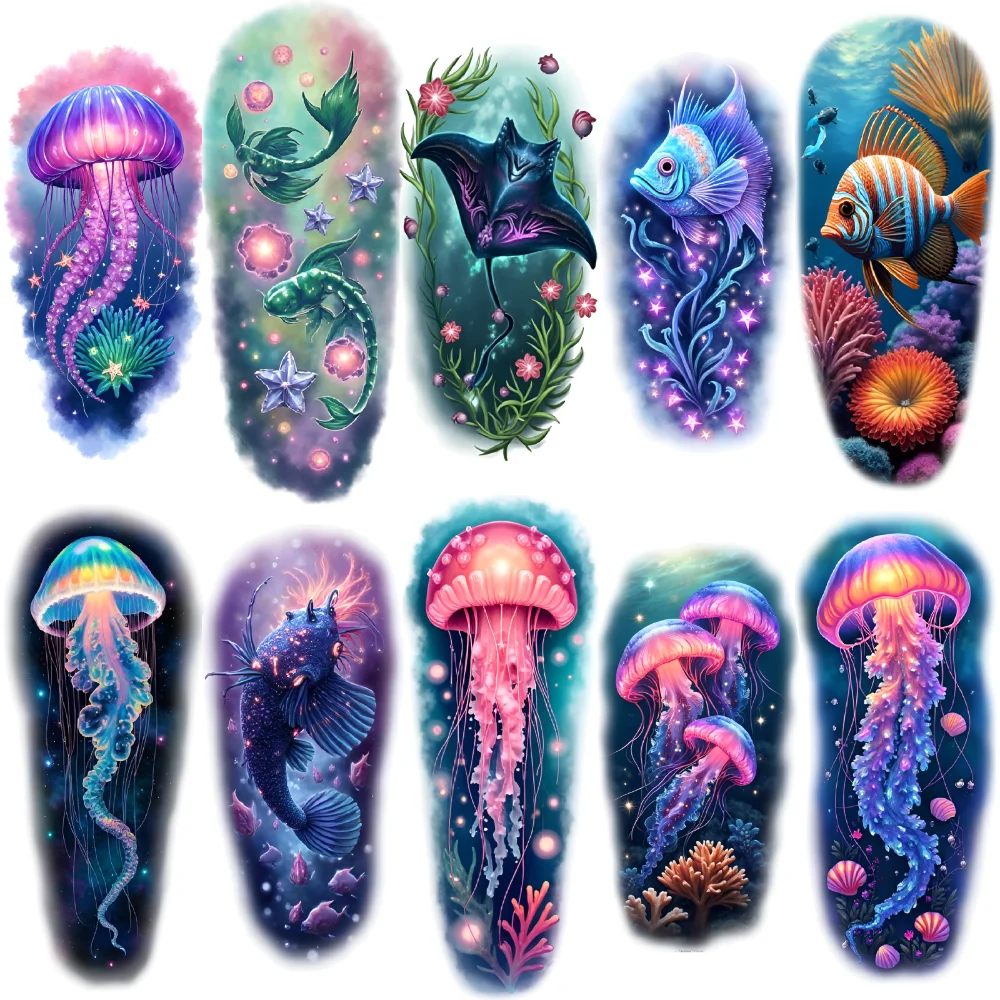 

12pcs Temporary Tattoo Manta Ray Realistic Temporary Tattoos Sea Creatures Mermaid Waterproof Long-lasting Body Stickers For