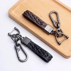 2023 Classic Men Leather Keychain High Grade Multiuse Woven Leather Braided Key Holder Auto Waist Wallet Accessory Strap Keyring