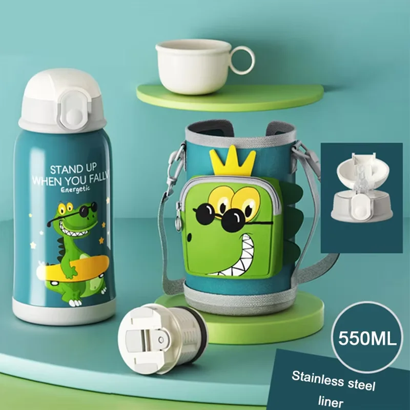 Smart Suit Stainless Steel Thermos Cup with Straw Travel Coffee Mug Children's Water Bottle Office Business Gift Milk Mug