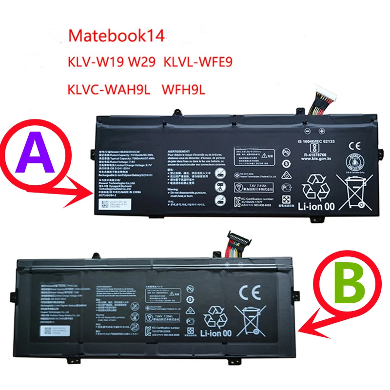 HB45HauR1ECW Batterie Pour Huawei Matebook X Pro 14 "KPL-W00 KLV W29C MACH W29 W19C W29B" GRADE A "KLVL WFE9 KLVC WAH9L WFH9L WX9