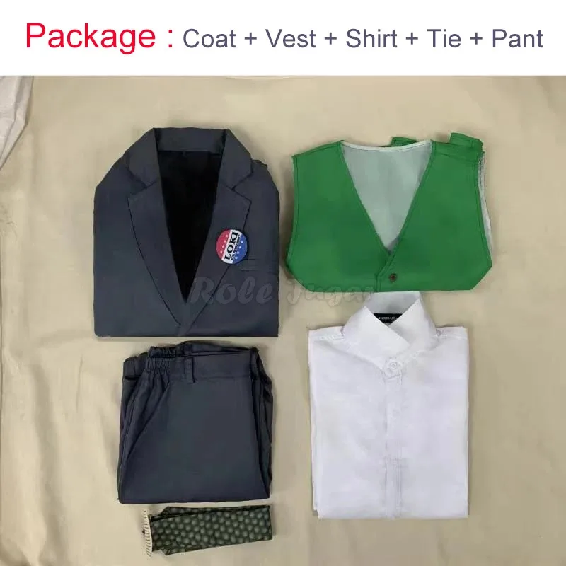 Movie & TV Loki Cosplay Costume Men Coat + Vest + Shirt + Pant Uniform Sets Halloween Carnival Party Stage Performance Clothes