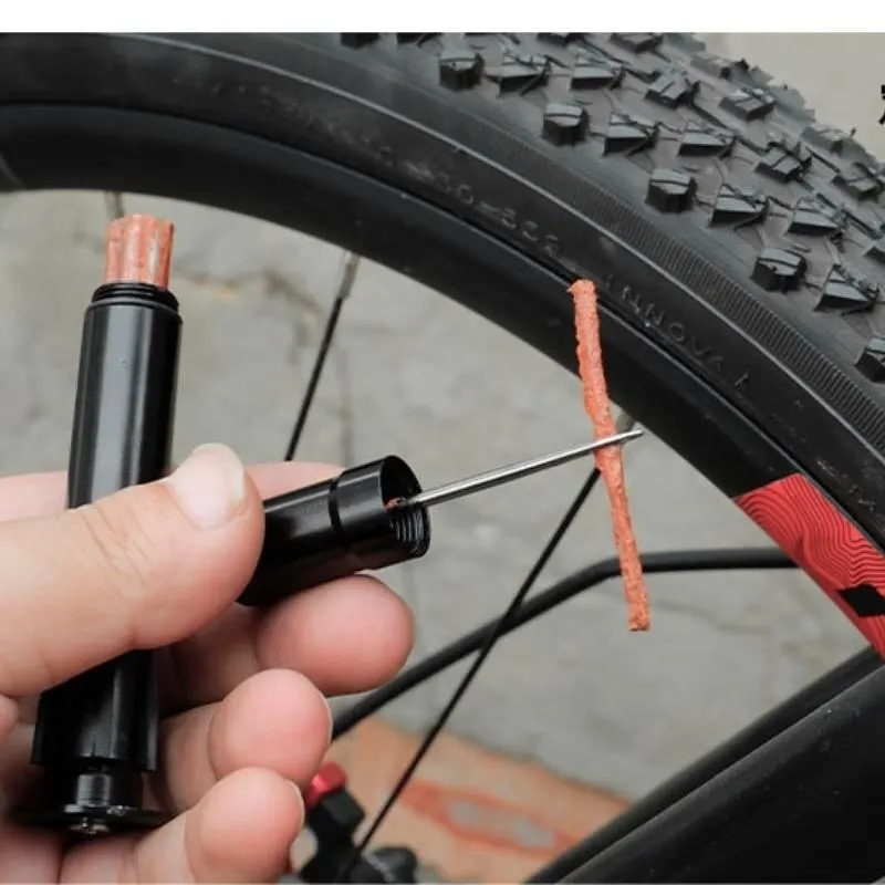 Original Tubeless Bicycle Repair Tool Tire Repair Tool Drill Puncture for Urgent Glue Free Repair Optional Rubber Stripe