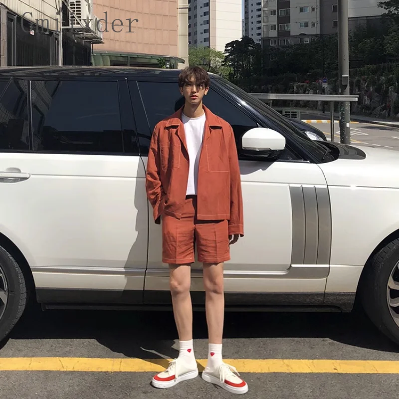 Summer Set Sun Proof Shirt Hong Kong Style Men's Long Sleeved Blouse Korean Trendy Handsome Coat and Shorts Casual