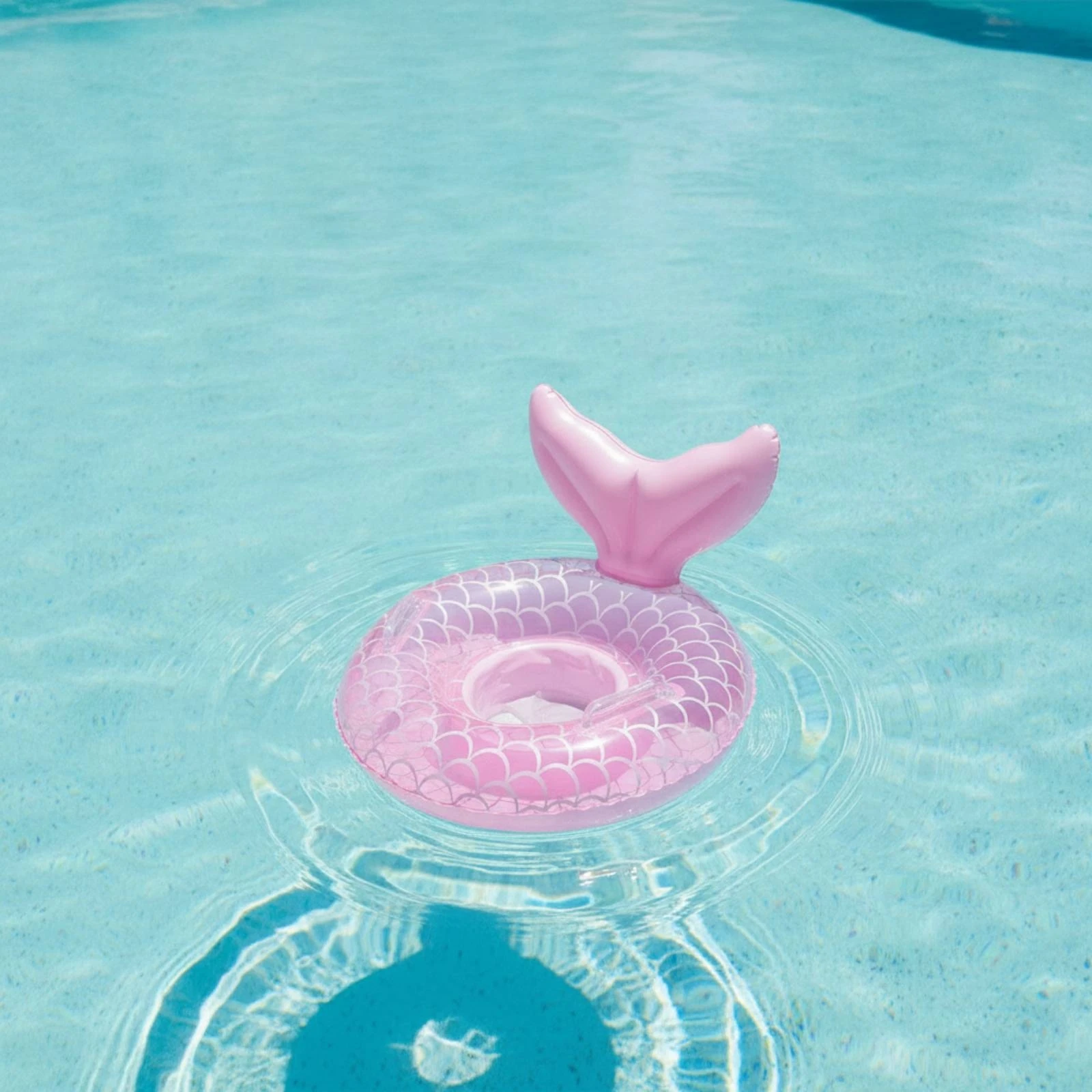Mermaid Baby Pool Swim Circle with Seat Buoyant Inflatable Pool Swim Circle with Seat Lightweight Portable for Toddlers, Beach