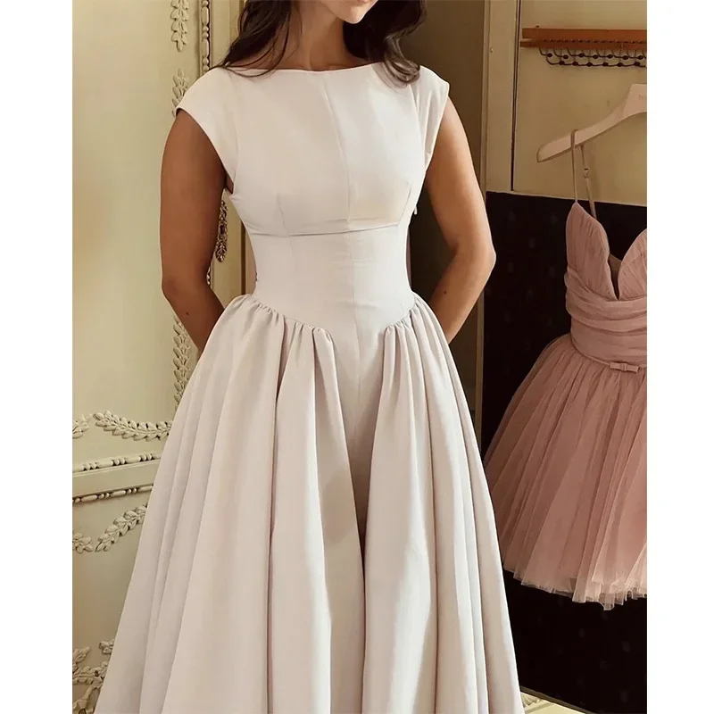 Elegant Open-Back Waist-Fitted Medium-Length Dress For Women Autumn 2024 New Style Cross-Border European And American Fashion