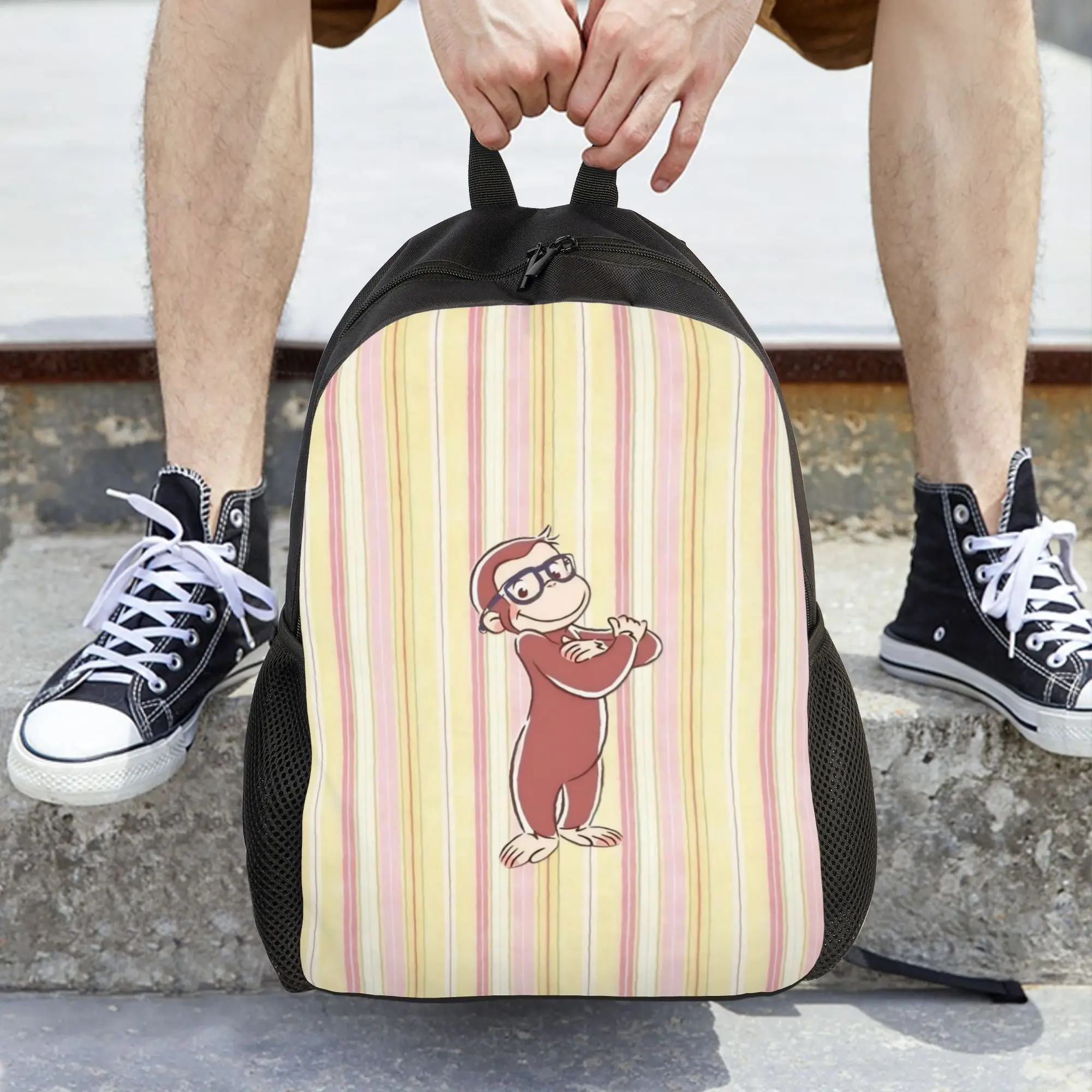 Curious Georges Monkey Cartoon Women Backpack Trend Student School Bag  Laptop Backpack Boys Girls Travel Shoulder Bag