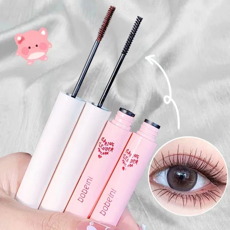 Ultra-fine Brush Mascara Makeup Silk Fiber Lengthens Eyelashes Waterproof Fast Dry Matte Brown Black Curling Mascara Comestics