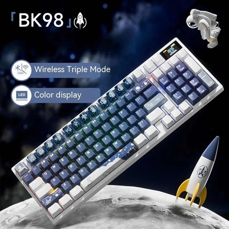 

Basic Bk98 Star Mechanical Keyboard With Screen 3mode Usb/2.4g/bluetooth Wireless Keyboard Keycap Pbt Gamer Keyboard Office