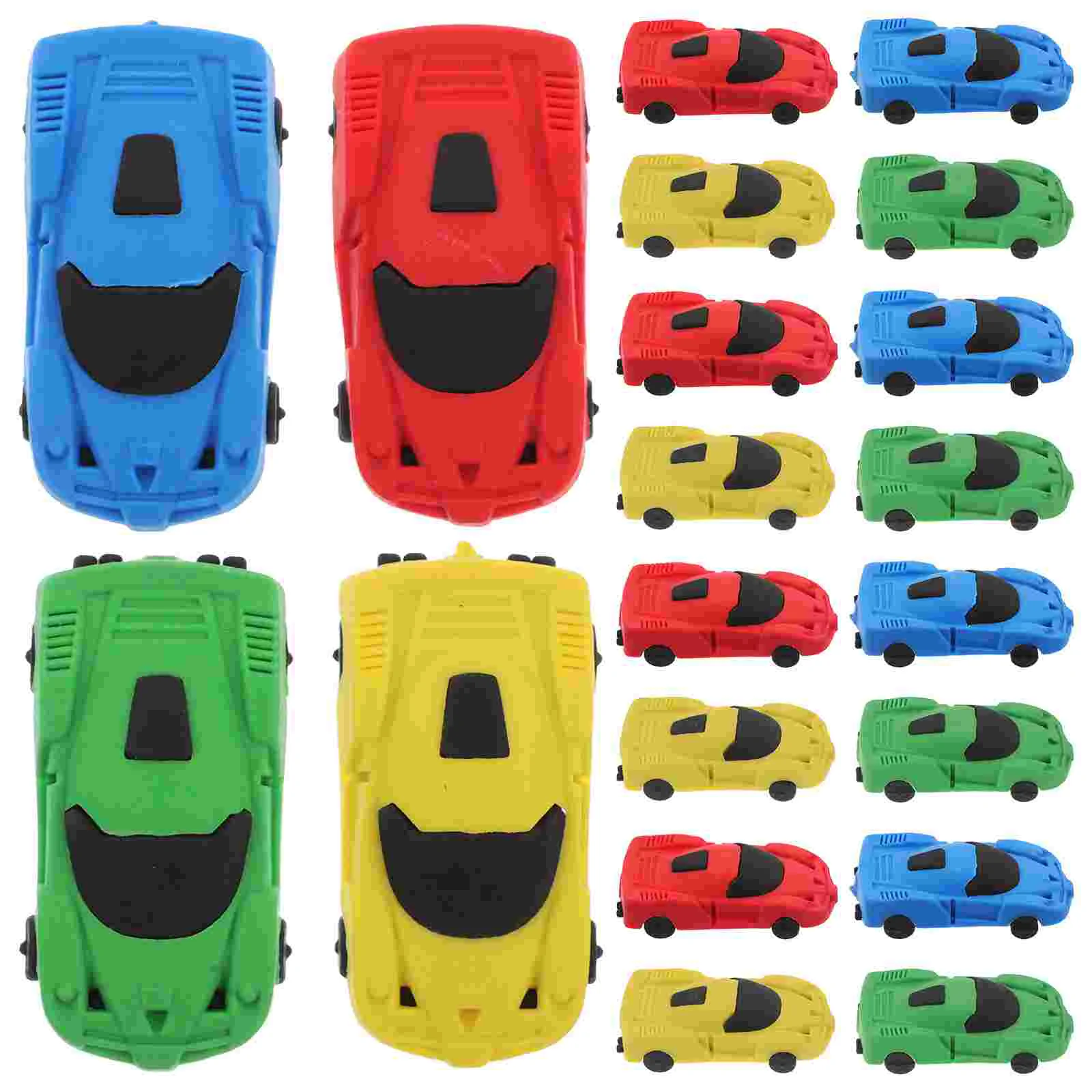 20 Pcs Faux Car Eraser Kids Pencil Erasers Lovely Adorable Car-shaped Sports Kindergarten Portable School Supplies Students