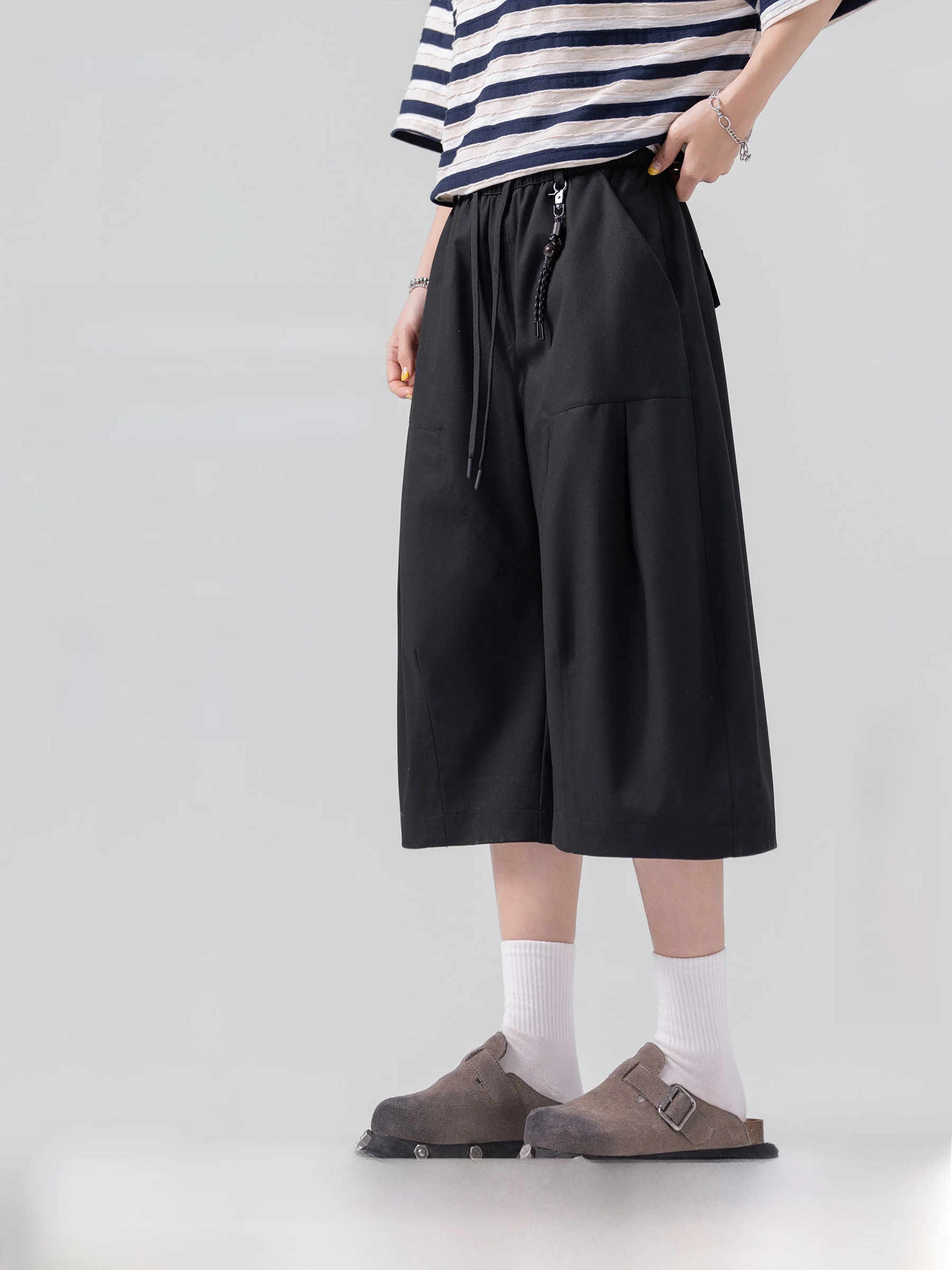 

American Design Breathable Seven-Foot Pants Men Women Summer Thin Wide Leg Workwear Loose Straight Luxury Shorts Casual Shorts