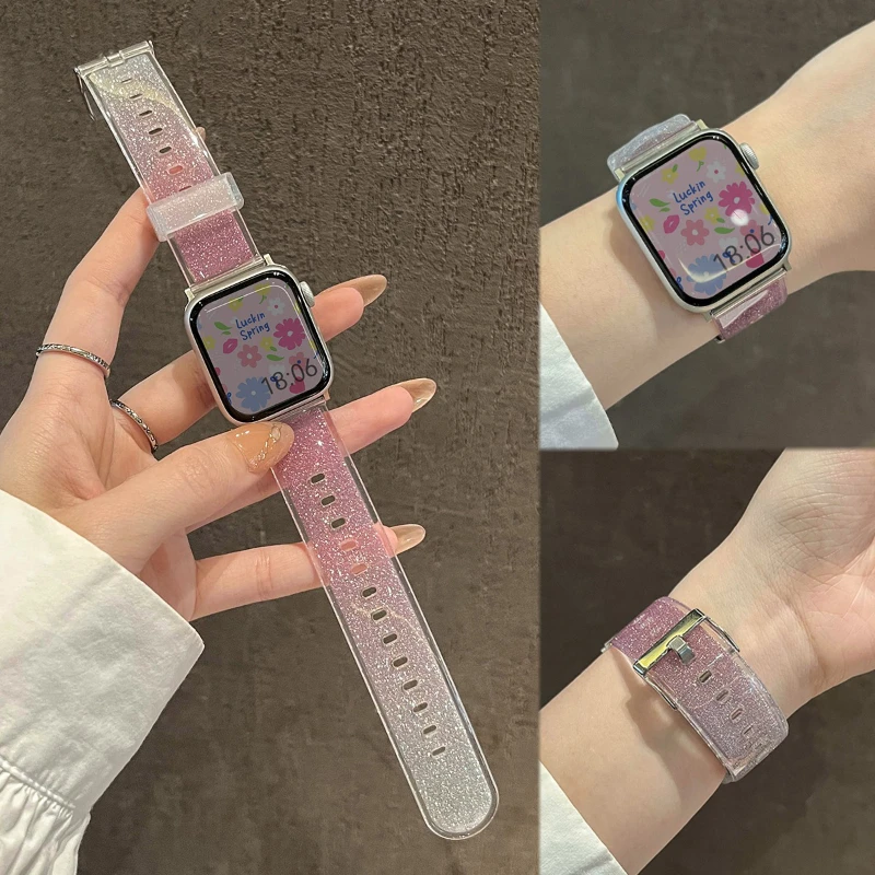 الفتيات هلام سيليكون حزام ل سوار ساعة يد آبل الترا 2 49 مللي متر 46 45 44 42 41 40 38 مللي متر سوار ل iWatch سلسلة 10 4 5 6 SE 7 8 9