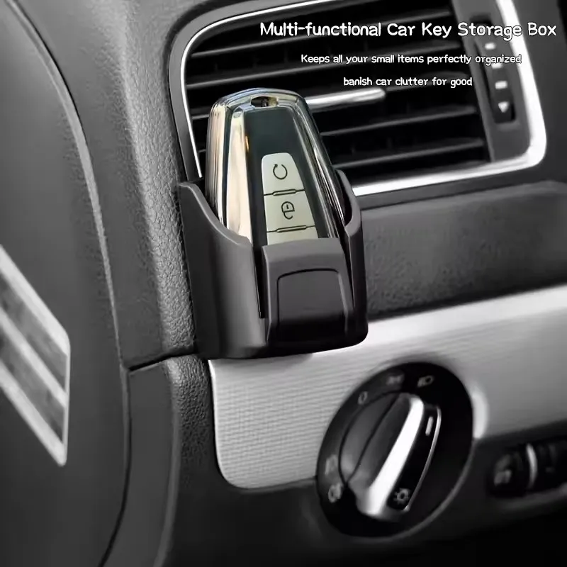 Multi Function Car Key Holder With Sticker Car Fob Remote Key Storage Box Dashboard Centre Control Mount Card Holder