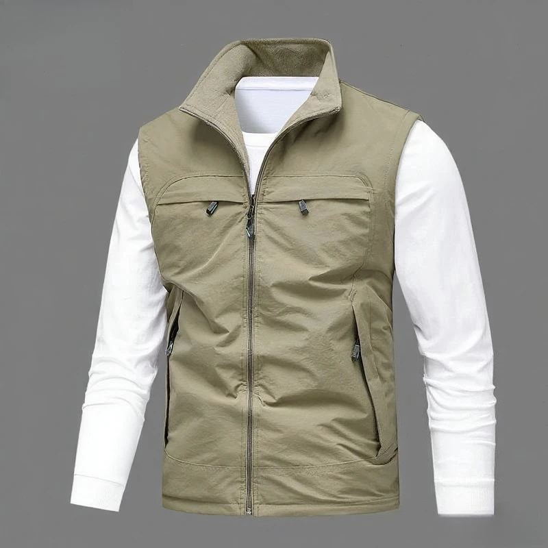 

Male Vest Double Sided Washed Vest Cardigan Sleeveless Knit Jackets Men Fashion High Quality Versatile Outwear Clothes Waistcoat