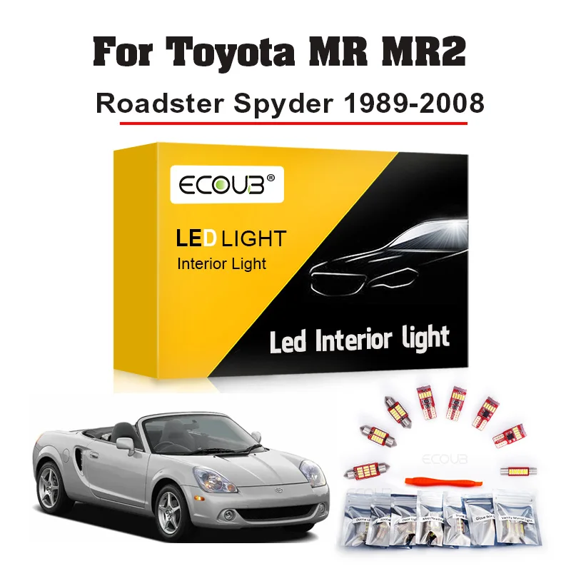 LED Interior Light Kit for Toyota MR MR2 Roadster Spyder 1989-1999 2000 01 02 03 04 2005 2006 2007 2008 Dome License Plate Light