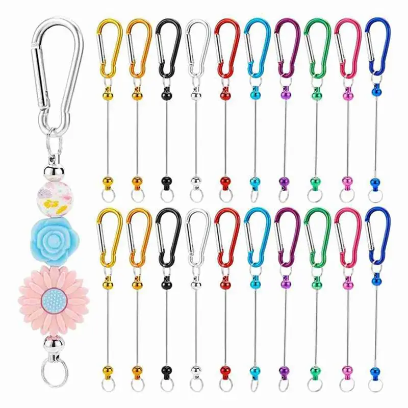 20 Pcs Beadable Keychain Bars, Colorful Blank Bead Keychain Bulk Metal Beadable Keychain Bars For Crafts Pendant Jewelry Eco-Fri