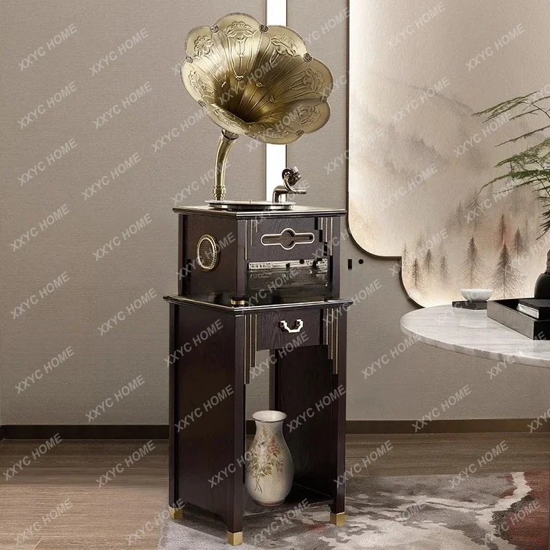 

A Chinese phonograph living room home retro big speaker vinyl record player old-fashioned antique record player audio ornament