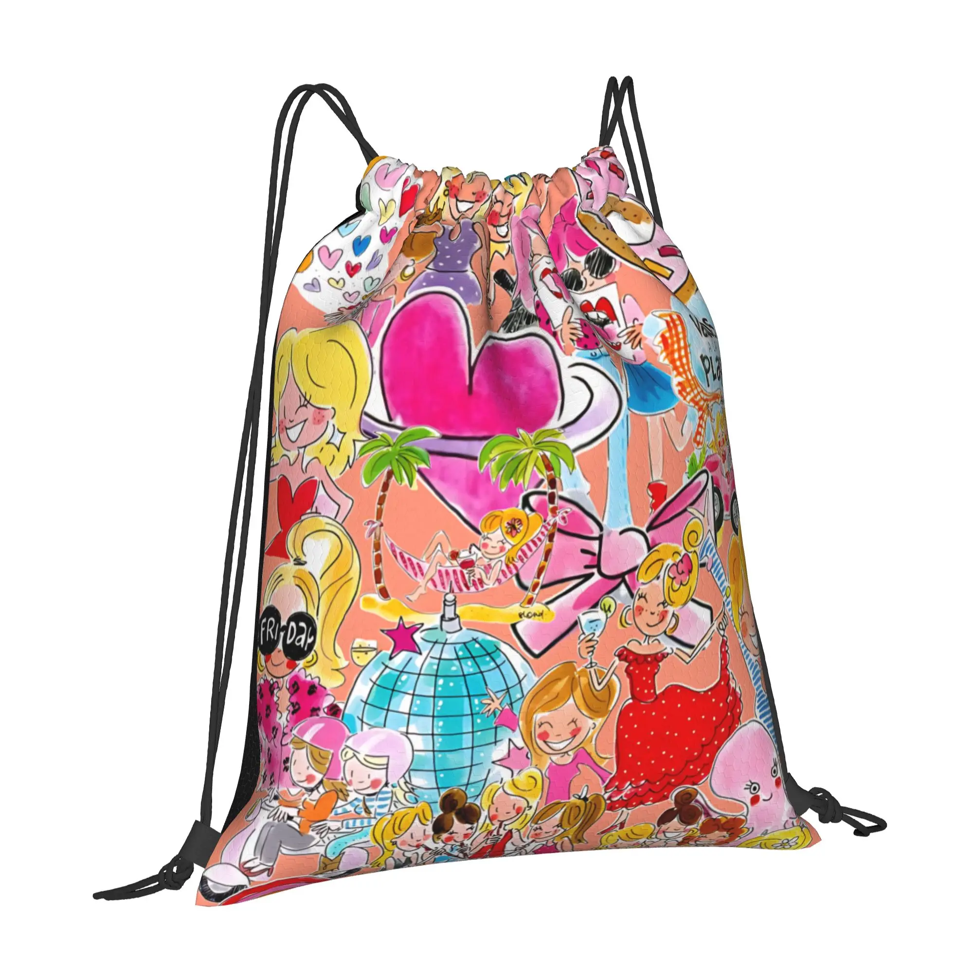 1 pc Blond Amsterdam Lovable Design  Print Drawstring Bags Men Women Storage Backpack Teenager Travel Bag