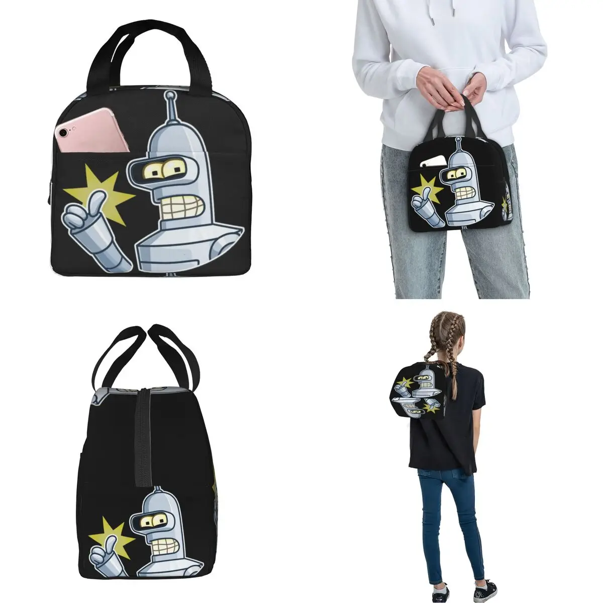 Futuramas Cartoon Comic Merch Insulated Lunch Bag For Travel Food Container Portable Thermal Cooler Bento Box