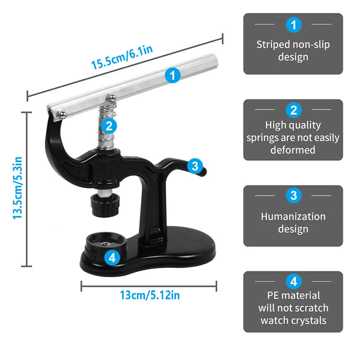 13Pcs Watch Back Press Tool Set Nylon Prevent Slip Fitting Dies Durable Watch Case Closer Watch Repair Tool Kit for Watchmaker