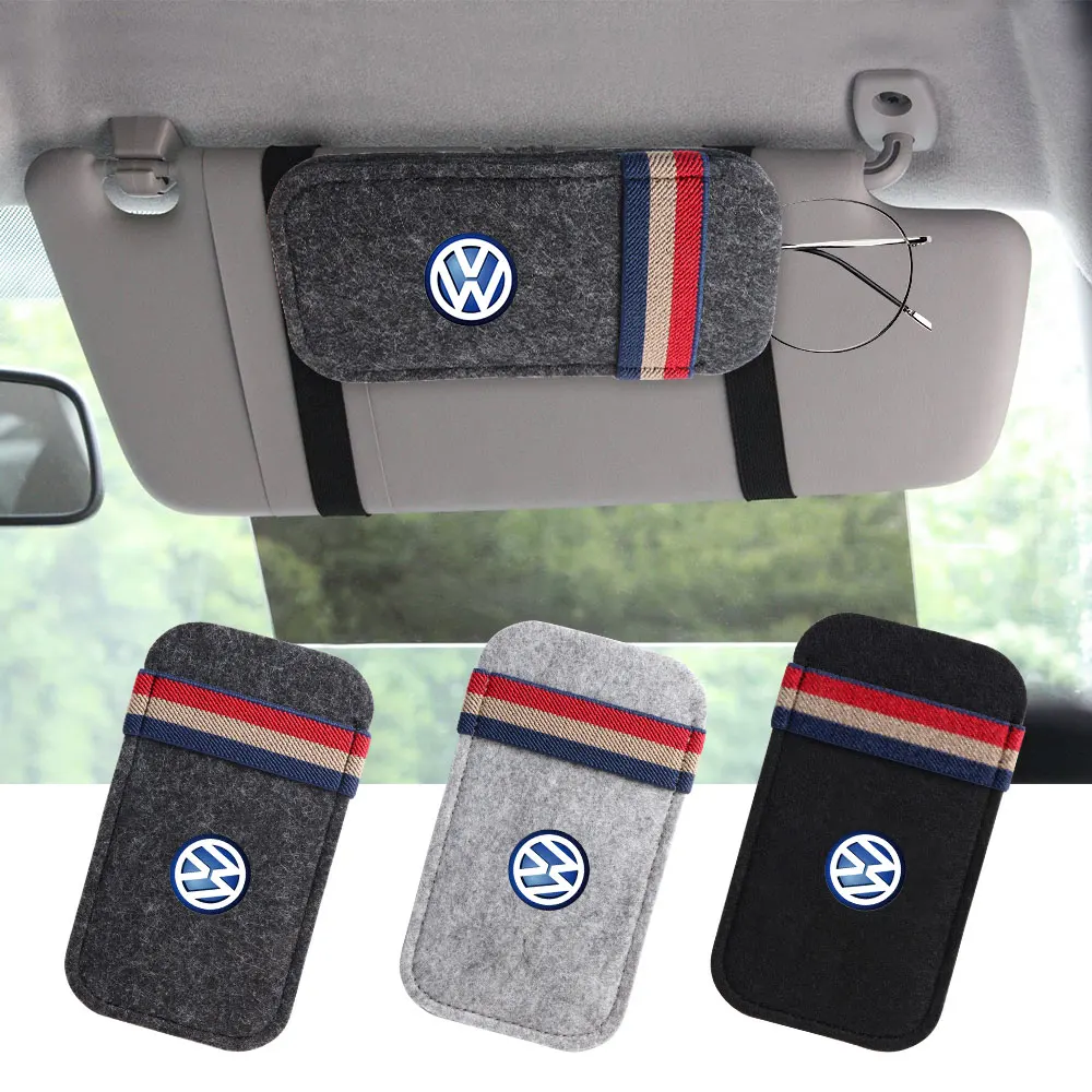 

Car Sun Visor Storage Box Eyeglasses Holder Sunglasses Clip Auto Valve Cap for Volkswagen VW R Line R32 Passat Polo 4 Motion
