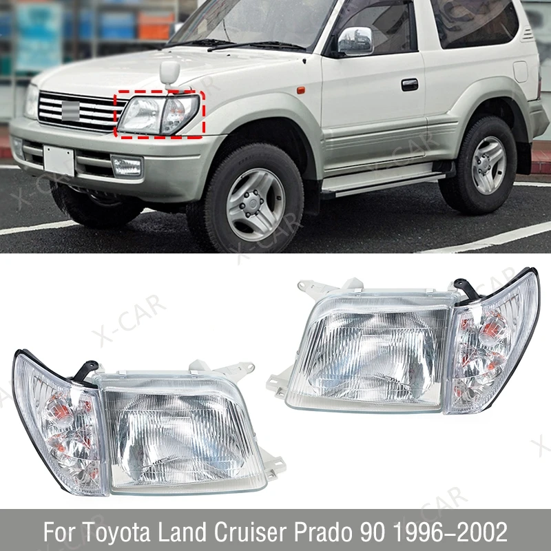 

1 комплект для Toyota Land Cruiser Prado 90 LC90 FJ90 RZJ90 KZJ90 1996 1997 1998 1999-2002, передний бампер, фара без лампы