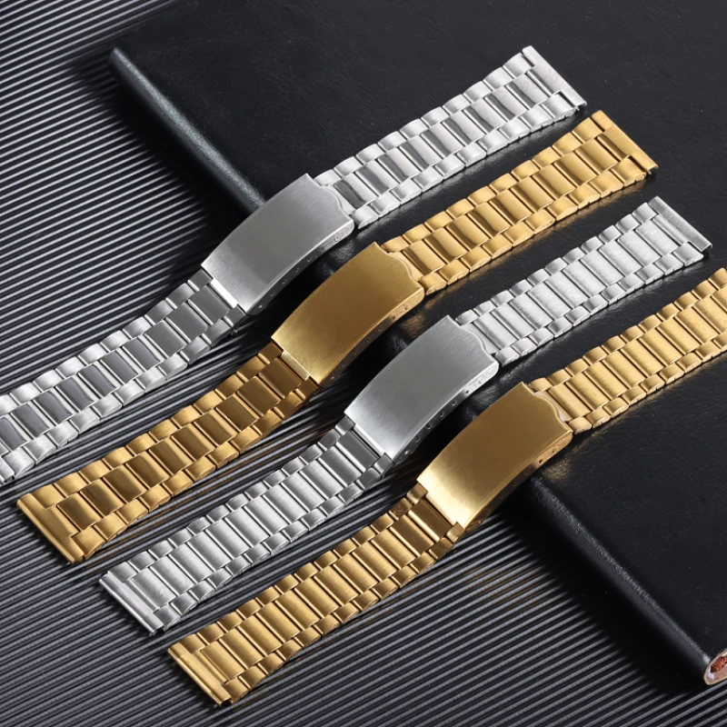 12 14 18 20mm Universal Watch Band  for Men Women Metal Bracelet Replacement Folding Buckle Men Stainless Steel Watch Strap