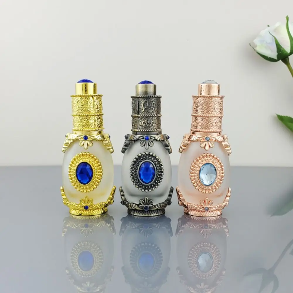 Gifts Antiqued Metal Arabian Style Empty Cosmetics Container Perfume Bottle Essential Oil Dropper Bottle Refillable Bottle