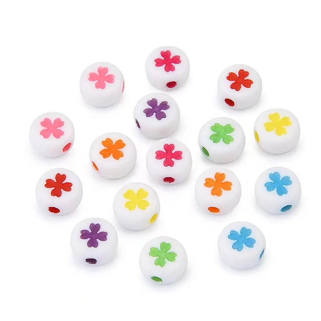 100-500pcs Multi-colour Four Leaf Clover Pattern Bead Acrylic Spacer Beead With Hole For Jewelry Making DIY Bracelet Accessories