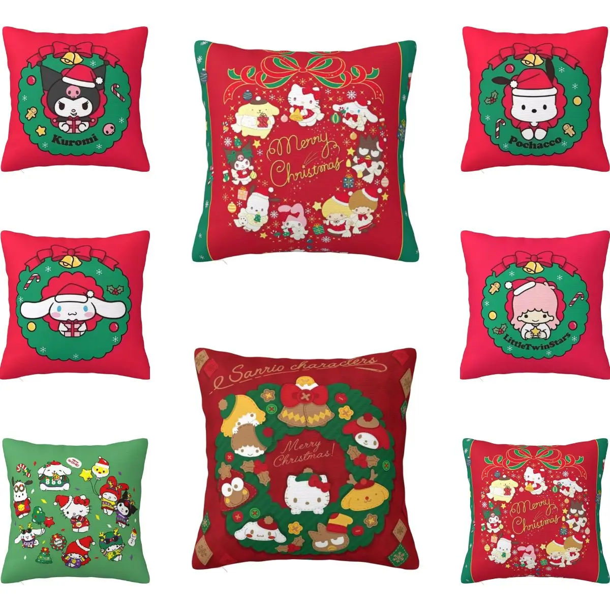 Sanrio Christmas Hello Kitty Pillow Case Cushion Cover Soft Design Pillow Cover Morden Pillowcases For Sofa Home Decoration